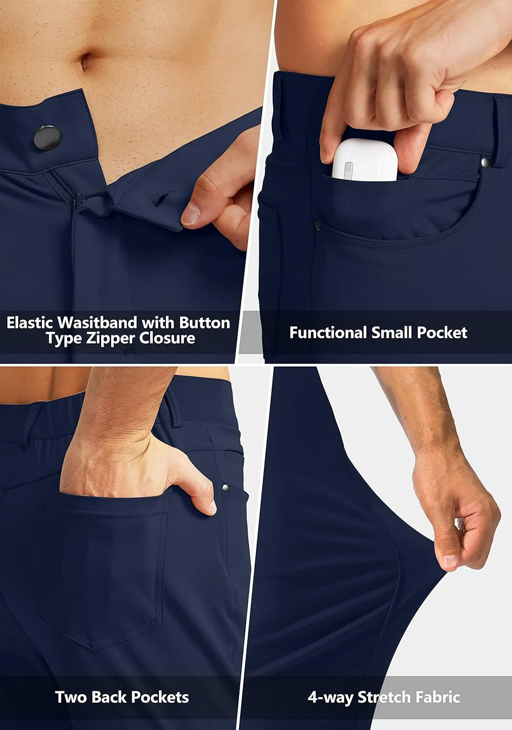G Gradual Men's Stretch Golf Pants with 6 Pockets Slim Fit Dress Pants for Men Travel Casual Work