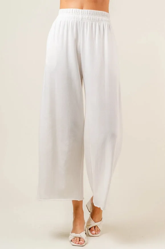 High Waisted Wide Leg Relaxed Fit Lounge Pants Off White