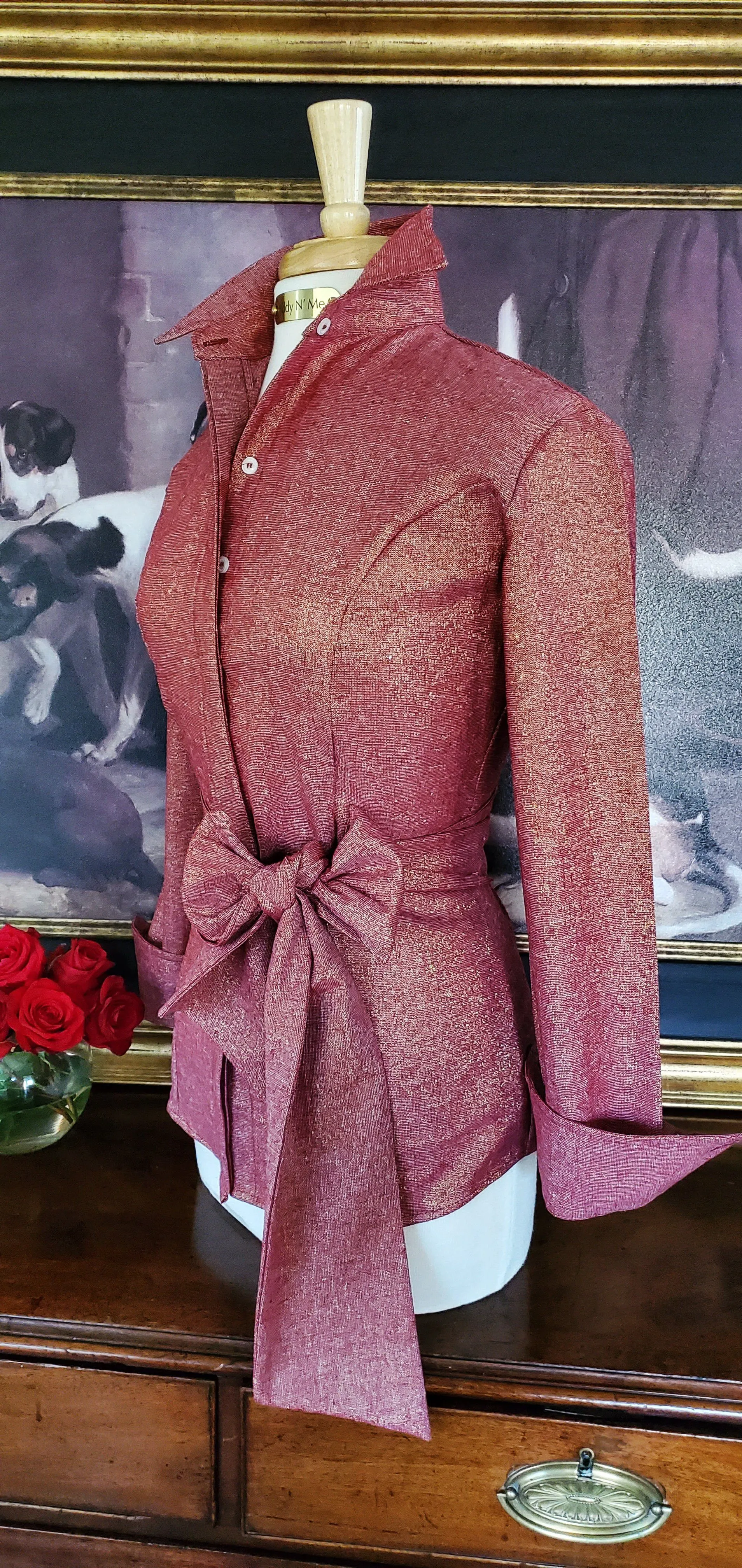 HOLIDAY SPARKLE SHIRT WITH SASH IN RUBY