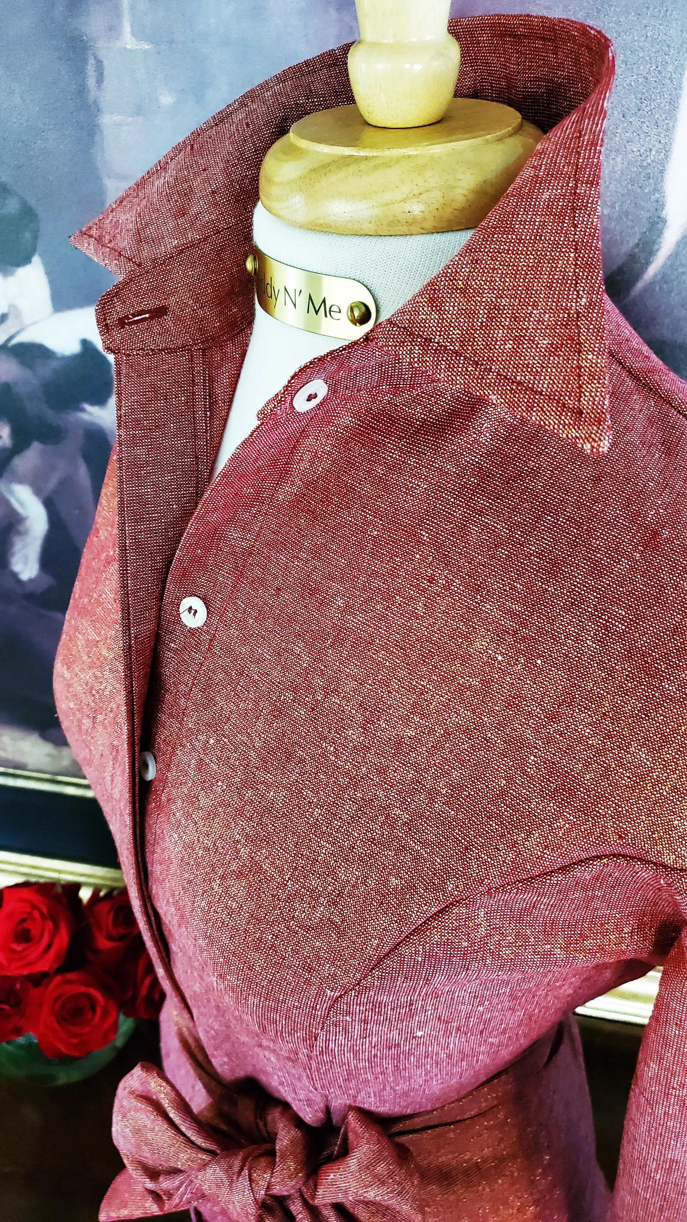 HOLIDAY SPARKLE SHIRT WITH SASH IN RUBY