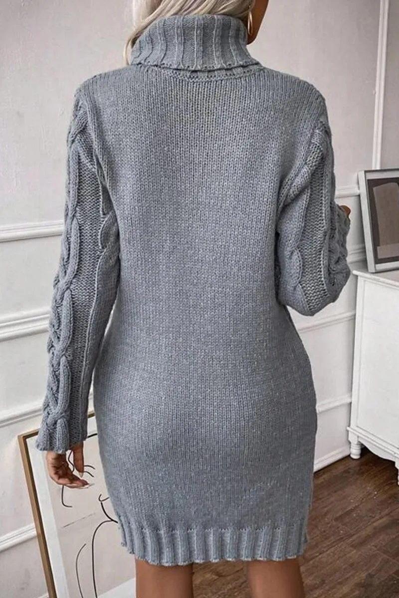 HWS1151 Cozy Cable Knit Dress