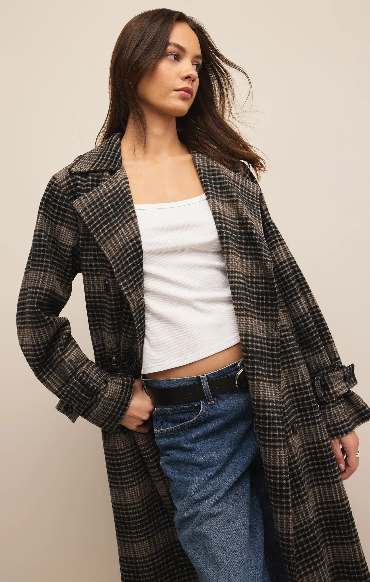 Jackie Plaid Trench