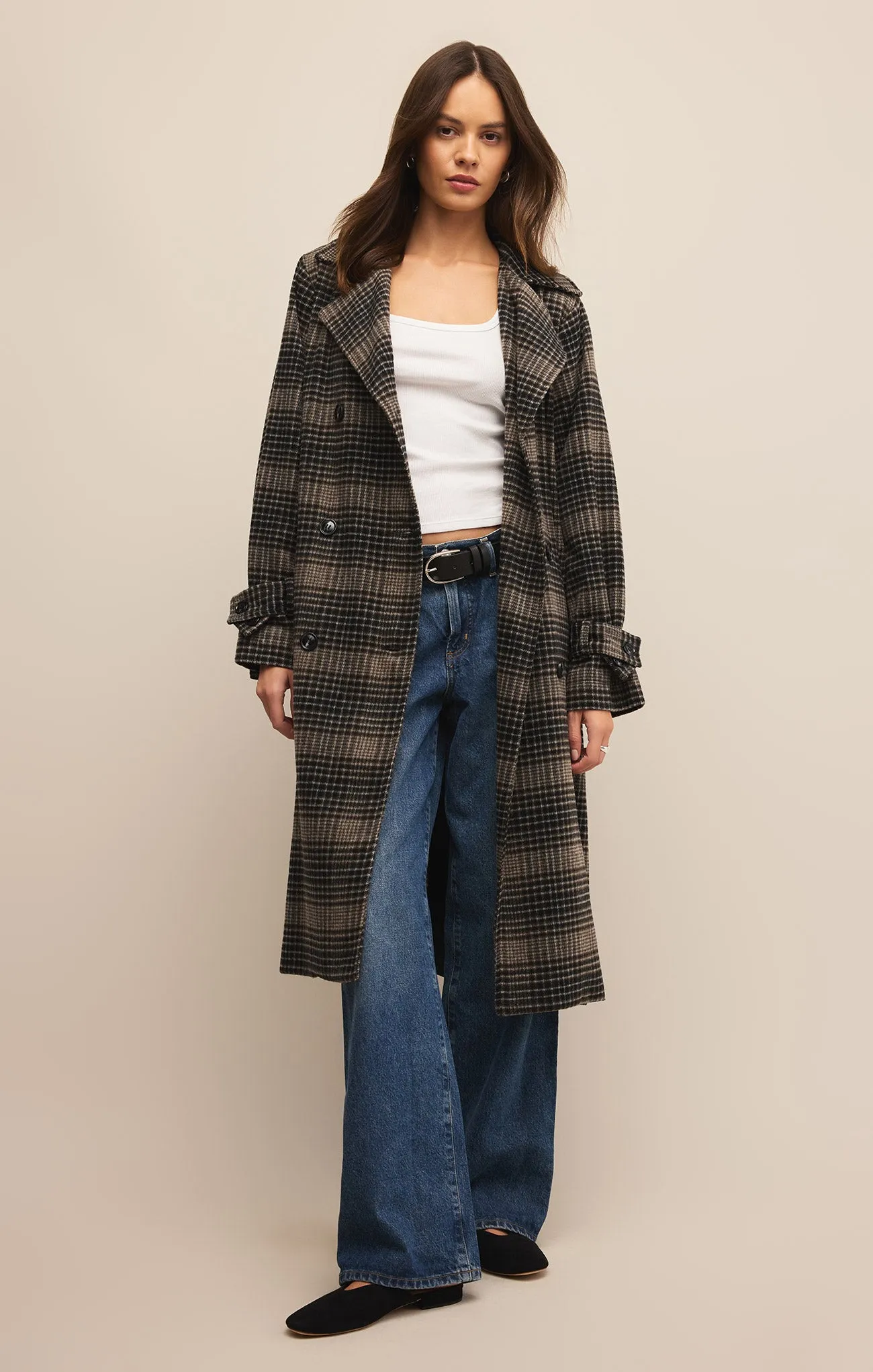 Jackie Plaid Trench