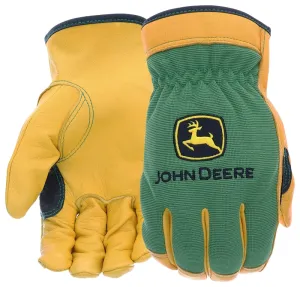 John Deere JD00008-L Driver Gloves Men's, L, Reinforced Thumb, Shirred Elastic Cuff, Deerskin Leather/Spandex :PR: QUANTITY: 1
