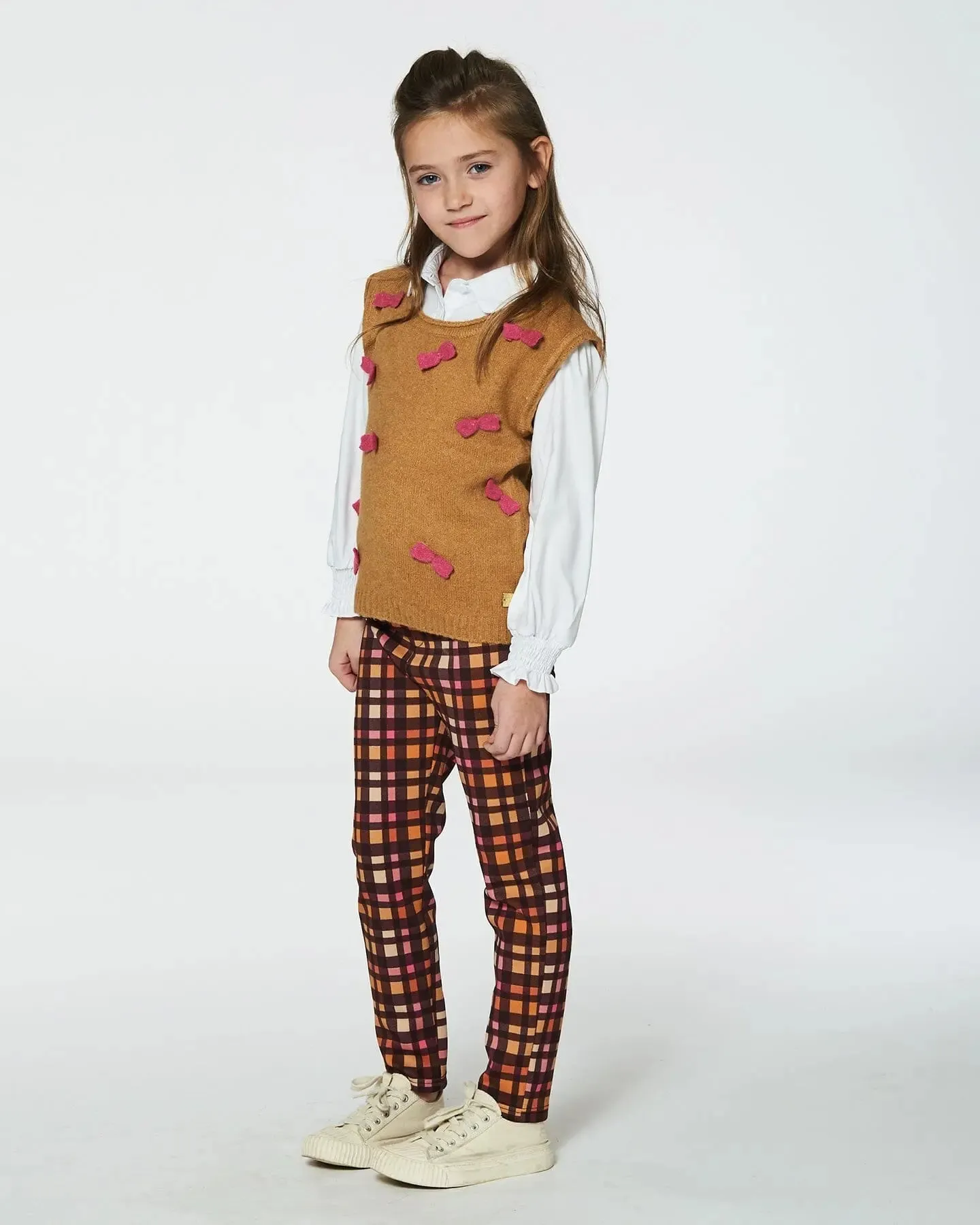 Knit Vest With Bows Golden Brown