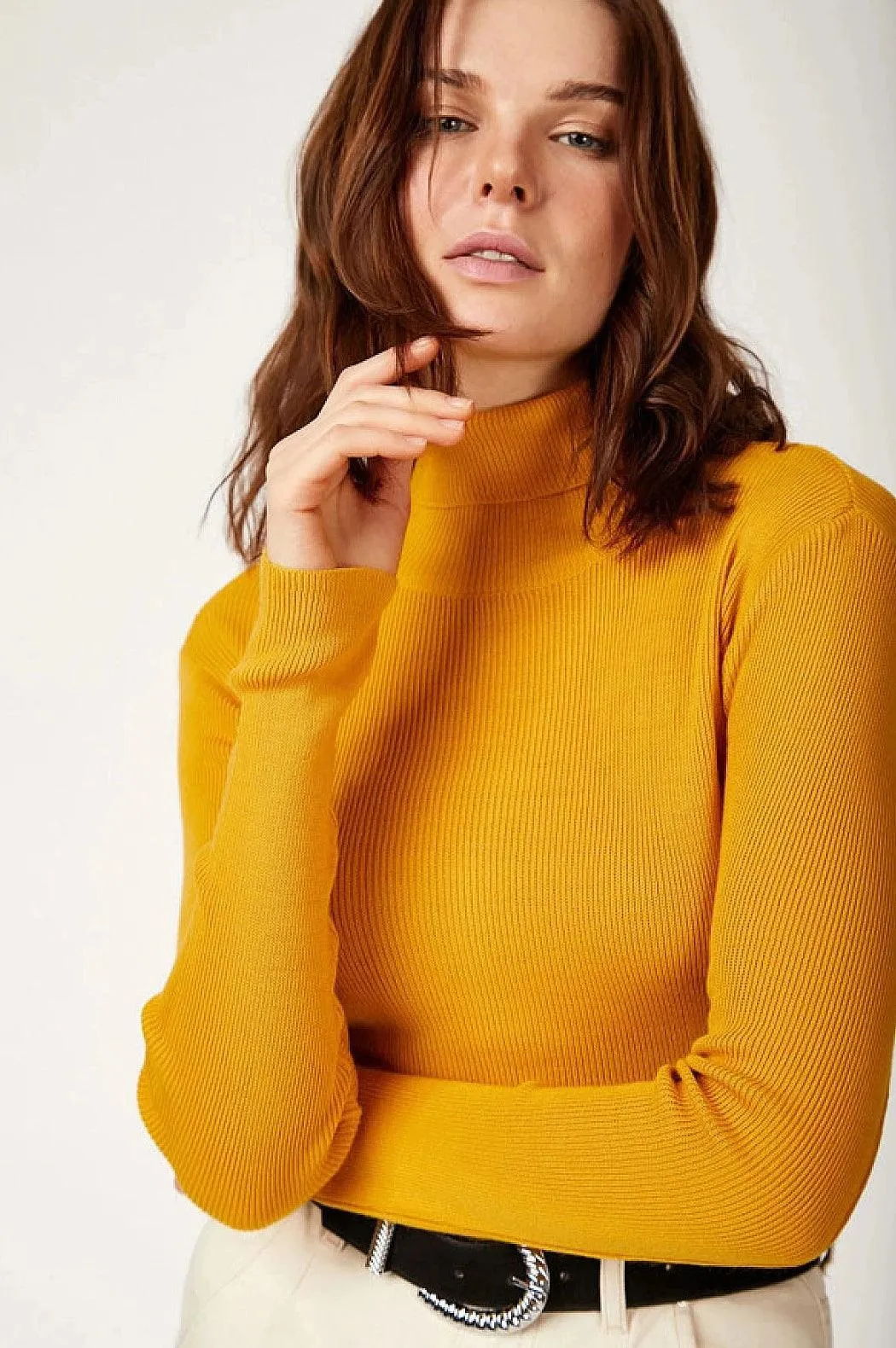 Knitted Turtleneck Long Sleeves Sweater Jumper for Women