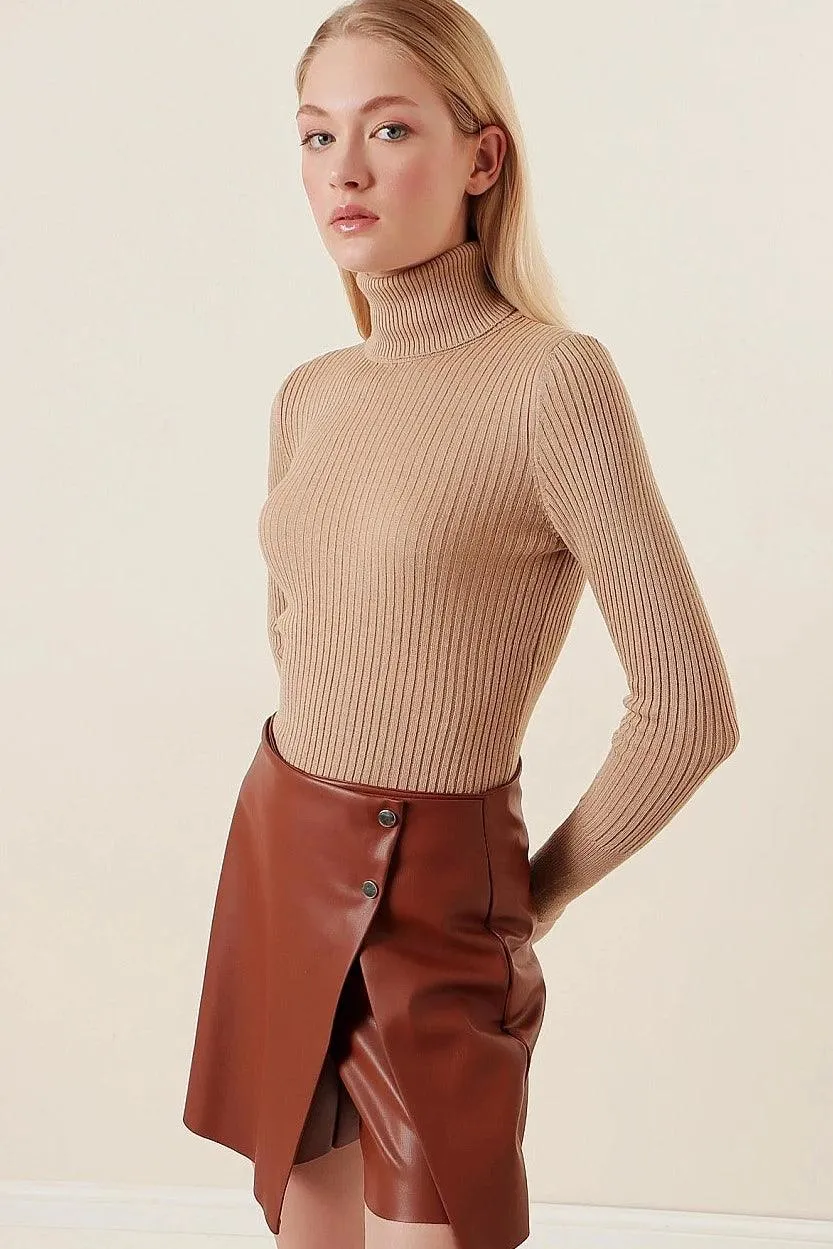 Knitted Turtleneck Long Sleeves Sweater Jumper for Women
