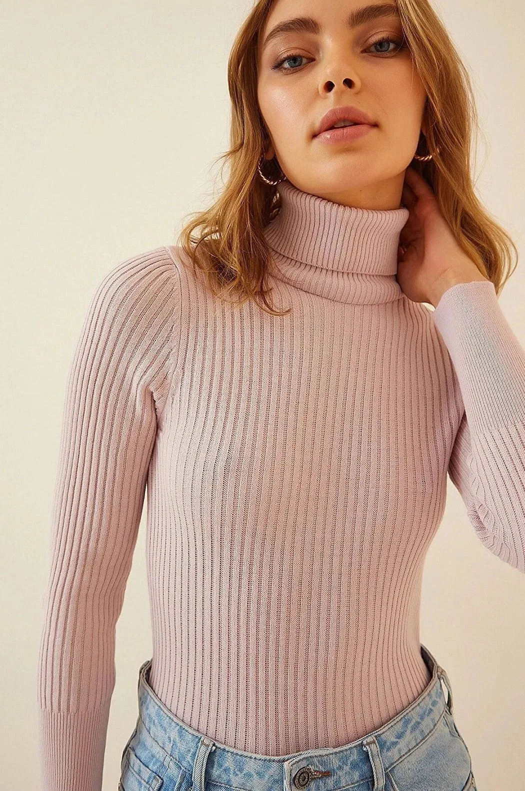 Knitted Turtleneck Long Sleeves Sweater Jumper for Women