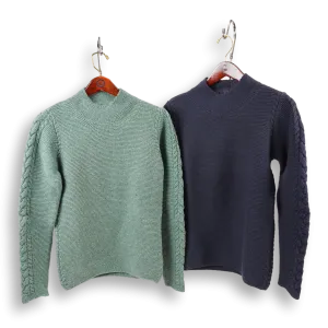 Ladies Knitted Cable Funnel Neck Sweater