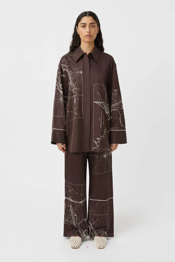 Laguna Pant Chocolate Map Print