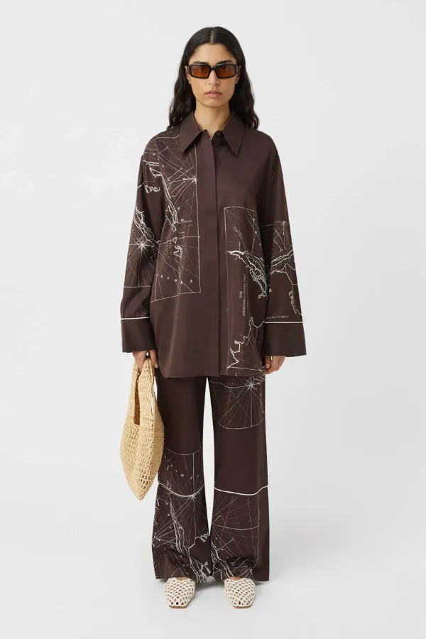 Laguna Pant Chocolate Map Print