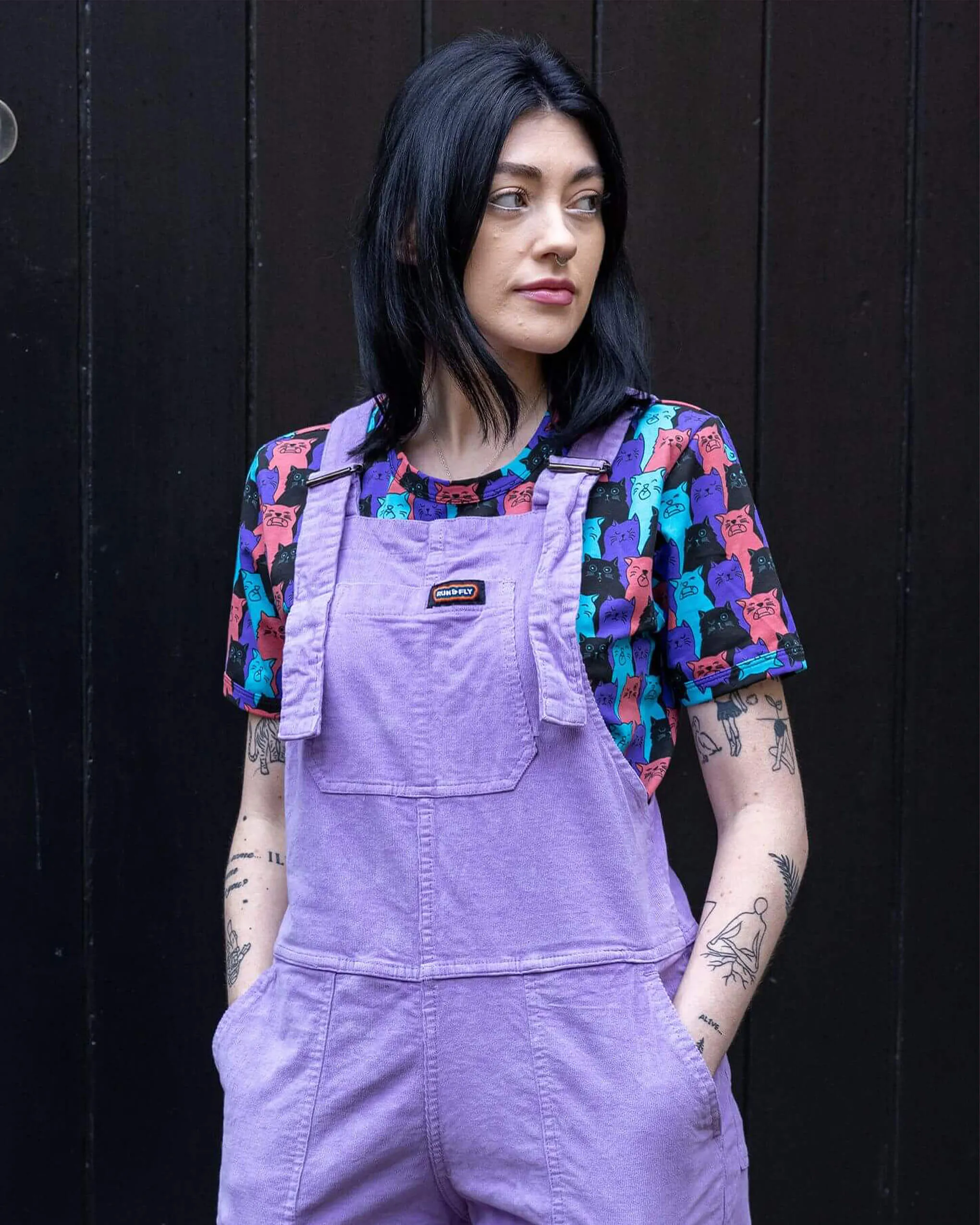 Lavender Stretch Corduroy Dungarees