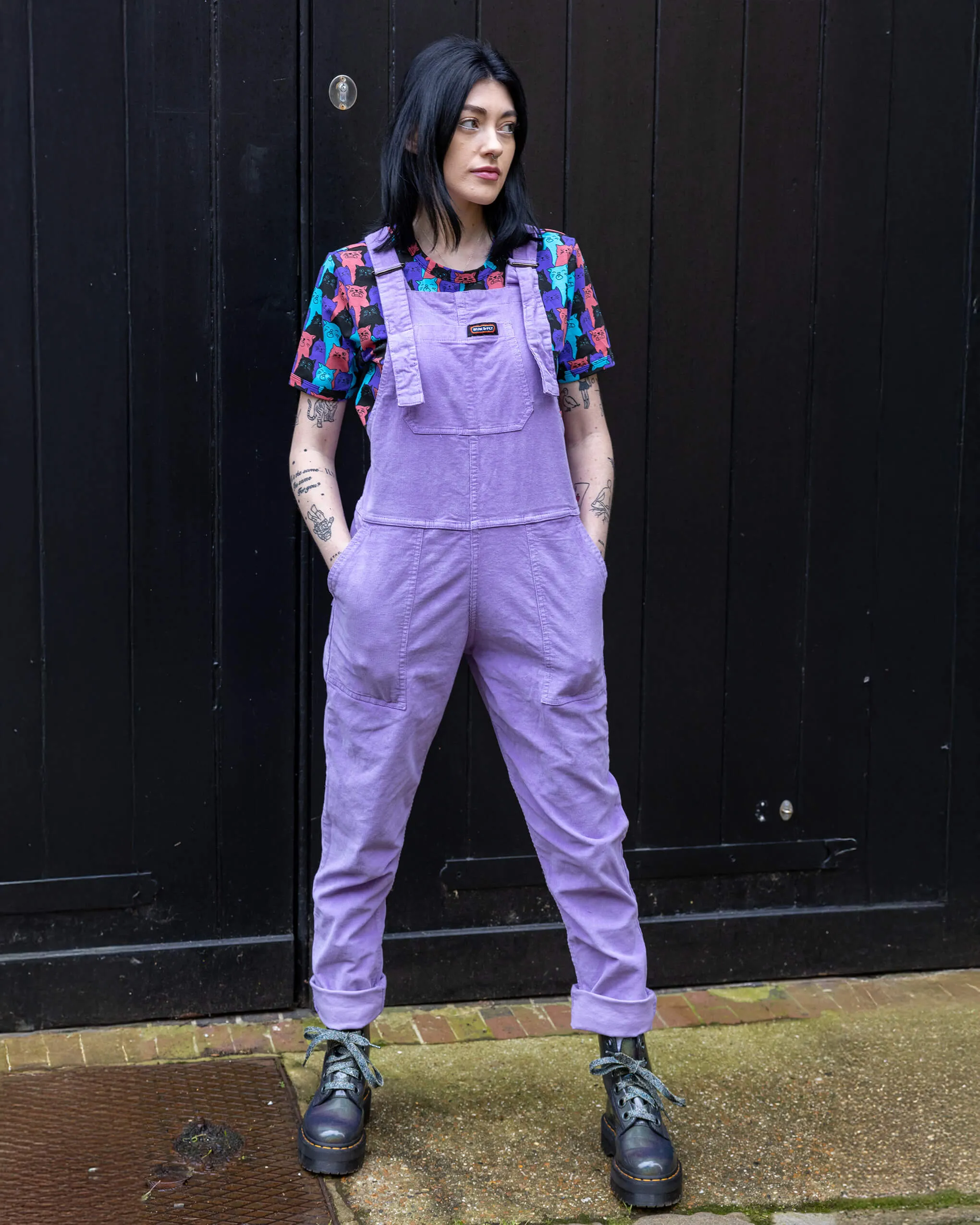 Lavender Stretch Corduroy Dungarees