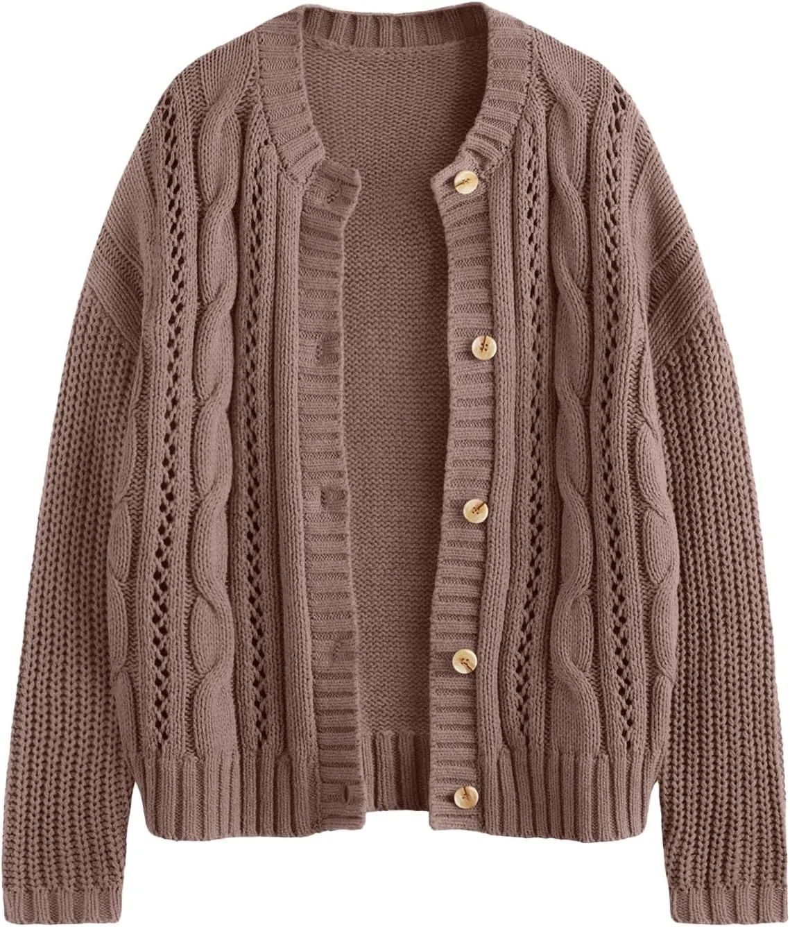 LILLUSORY Women's Cardigan Sweaters Cable Knit Crochet Cotton Fall Jackets Button Up Chunky Trendy Outfits