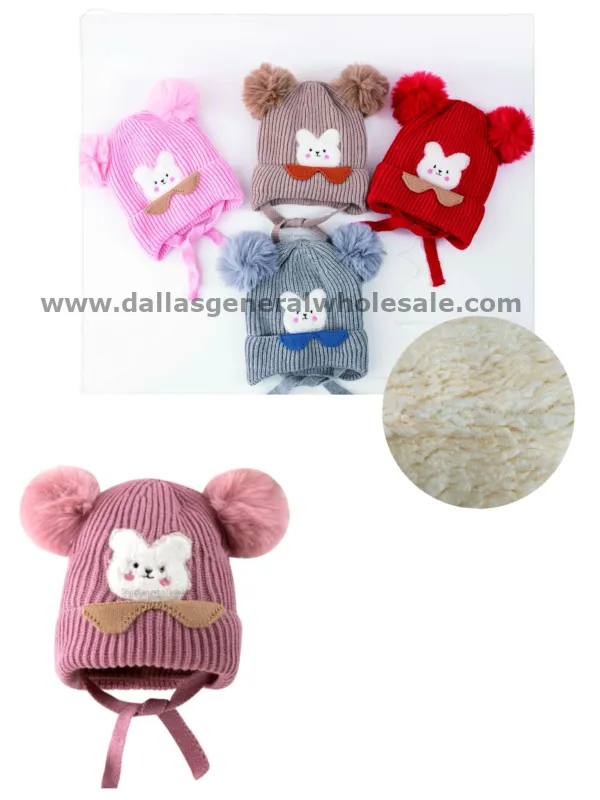 Little Girls Fur Lining Bunny Beanie Hats Wholesale