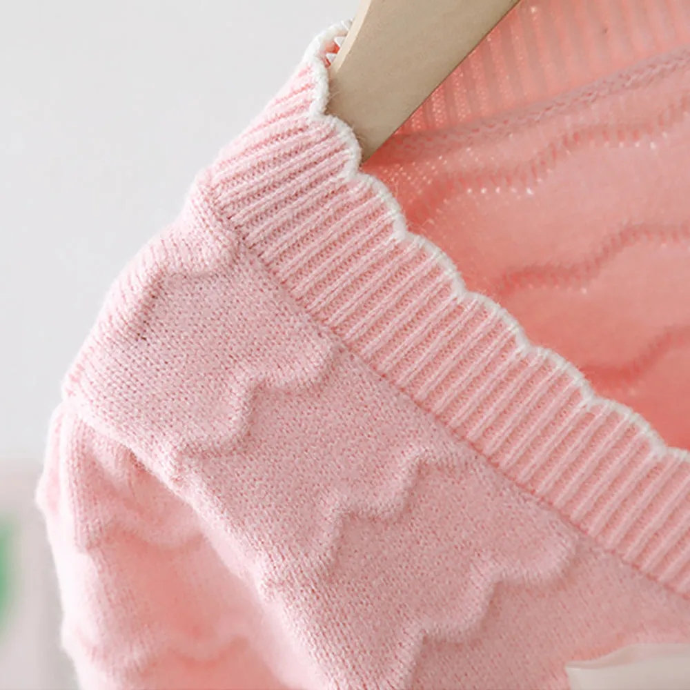 Little Surprise box Pink Ruffled Cardigan with Big White Bow Winter Warmer Sweater for Toddlers & Kids