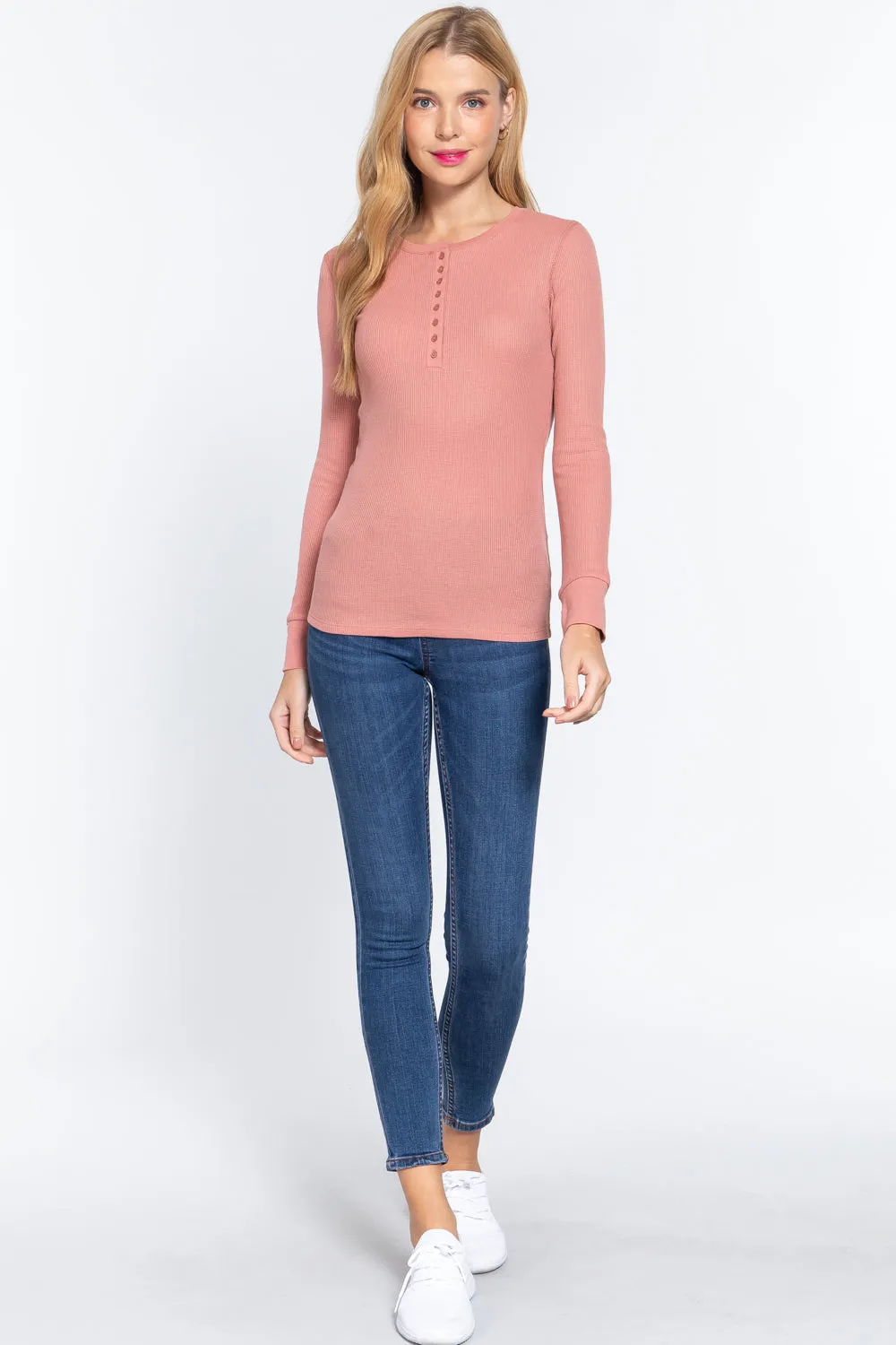 Long Sleeve Henley Thermal Top