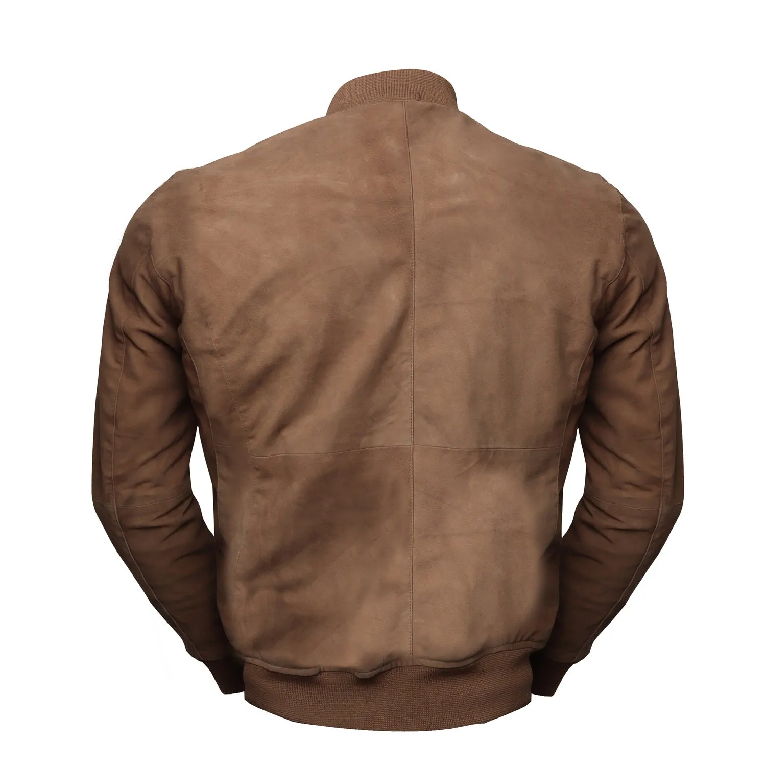 Men's Beige Suede Leather Jacket with Rib Design by Brune & Bareskin