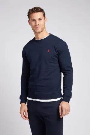 Mens Double Horsemen Sweatshirt in Dark Sapphire Navy / Haute Red DHM