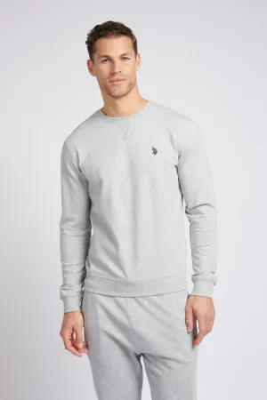 Mens Double Horsemen Sweatshirt in Mid Grey Marl