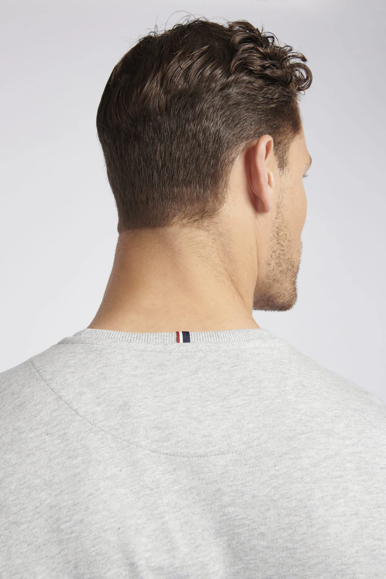Mens Double Horsemen Sweatshirt in Mid Grey Marl