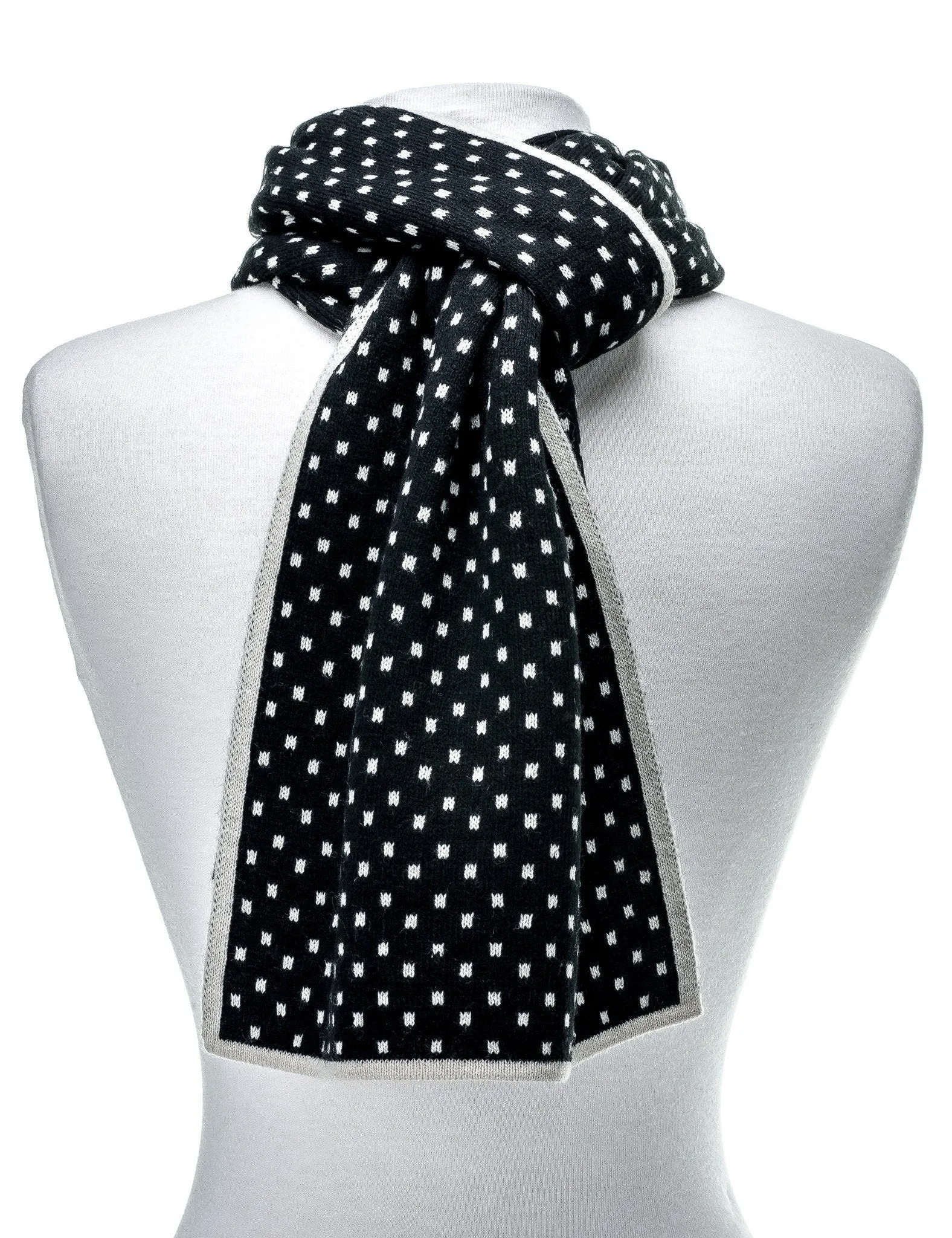 Men's Wool Blend Premium Scarf - Black-Beige