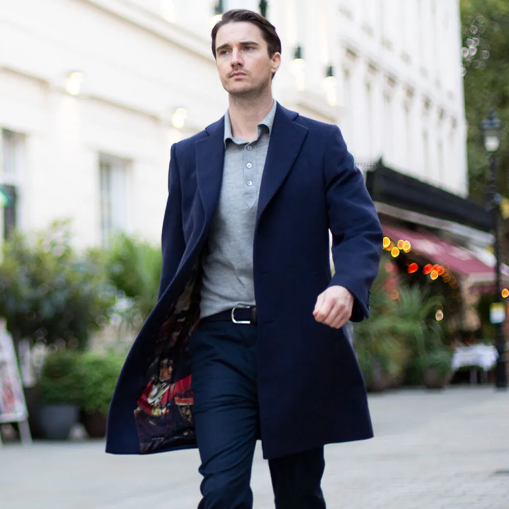 Navy Wool Overcoat