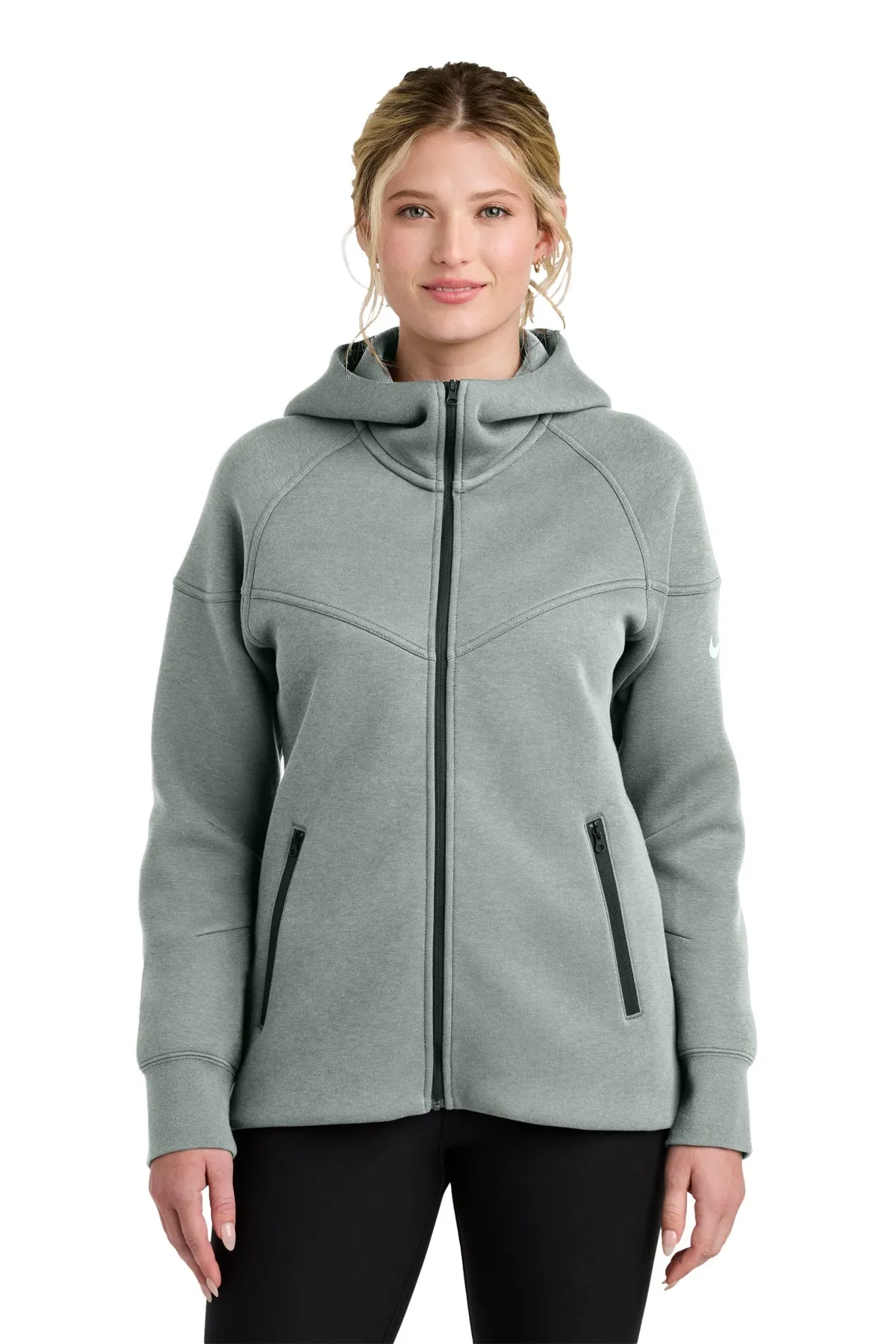 Nike Womens Tech Fleece Full-Zip Custom Hoodies, Dark Grey Heather