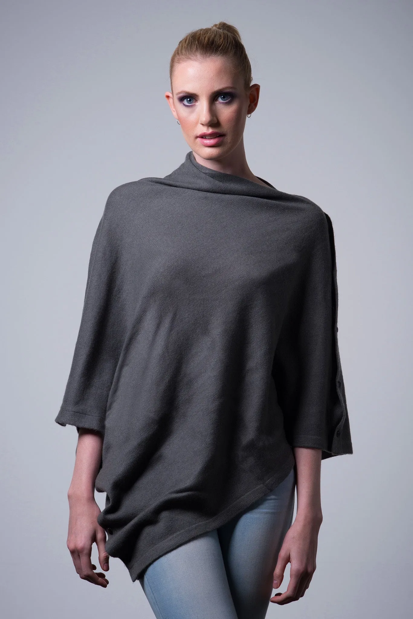 Nine Yaks Cashmere Button Poncho - 16 colours