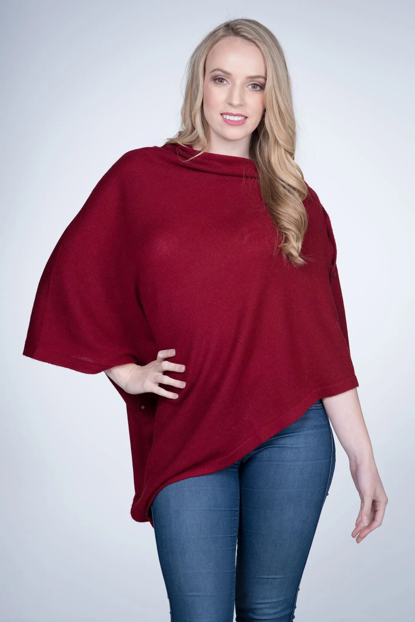 Nine Yaks Cashmere Button Poncho - 16 colours