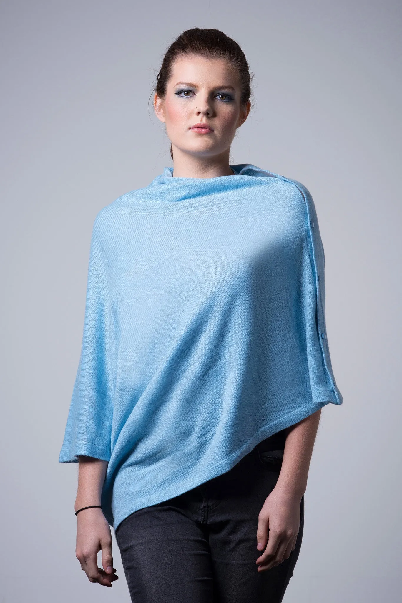 Nine Yaks Cashmere Button Poncho - 16 colours