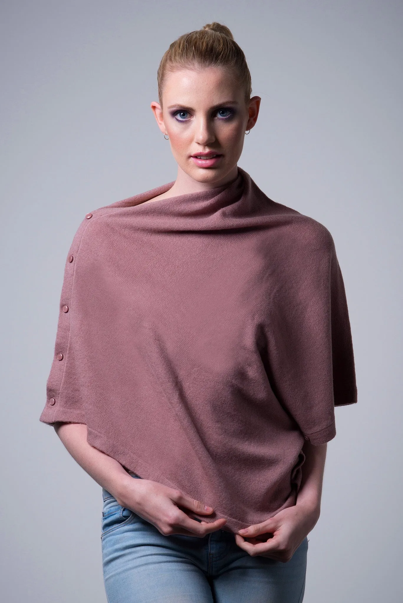 Nine Yaks Cashmere Button Poncho - 16 colours