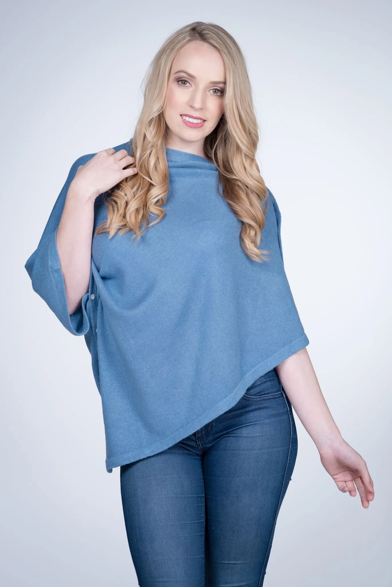 Nine Yaks Cashmere Button Poncho - 16 colours