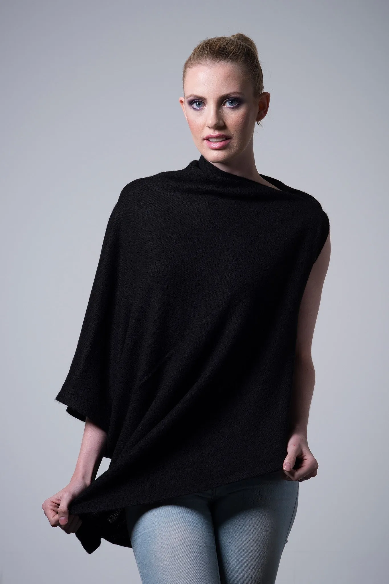 Nine Yaks Cashmere Button Poncho - 16 colours
