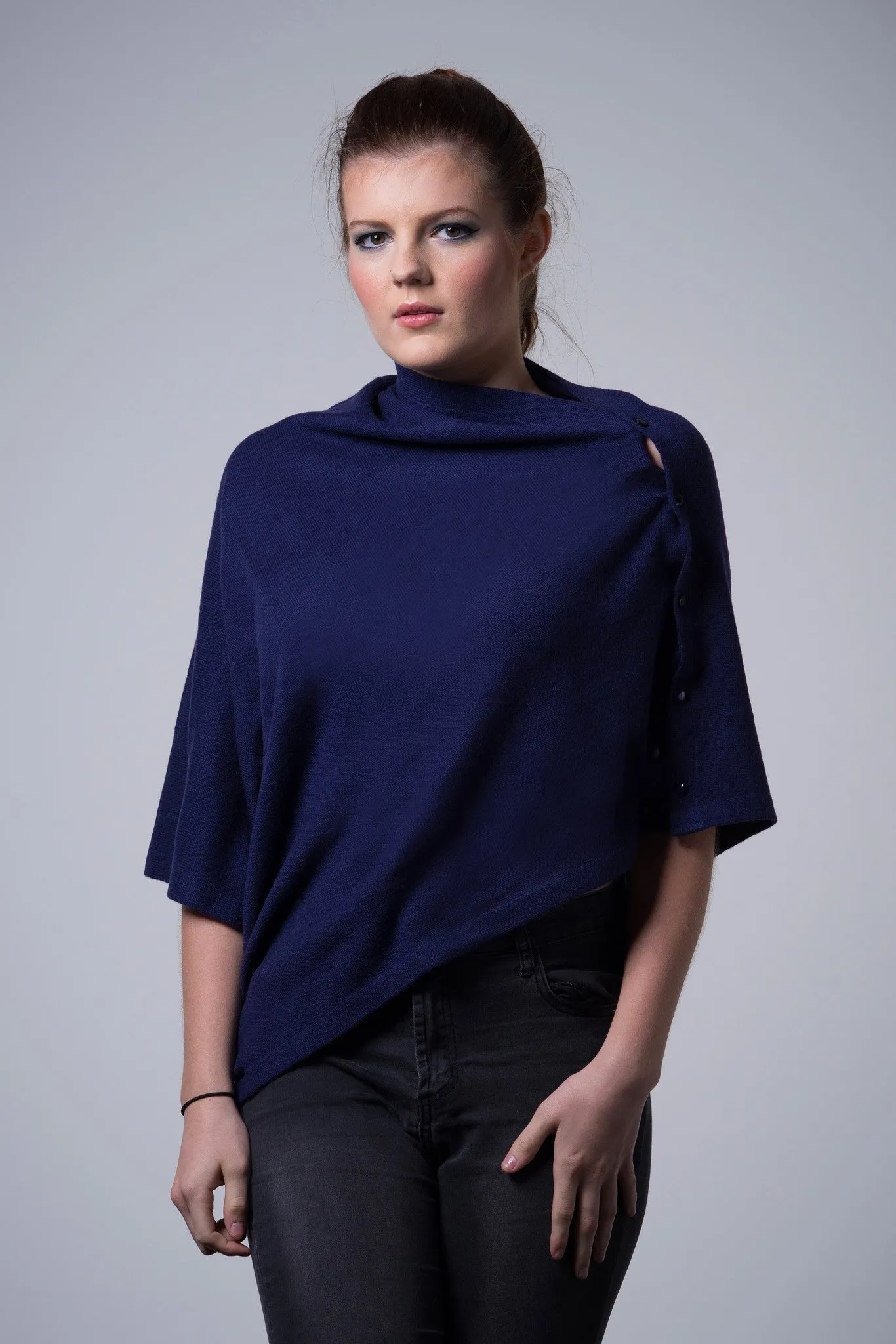 Nine Yaks Cashmere Button Poncho - 16 colours