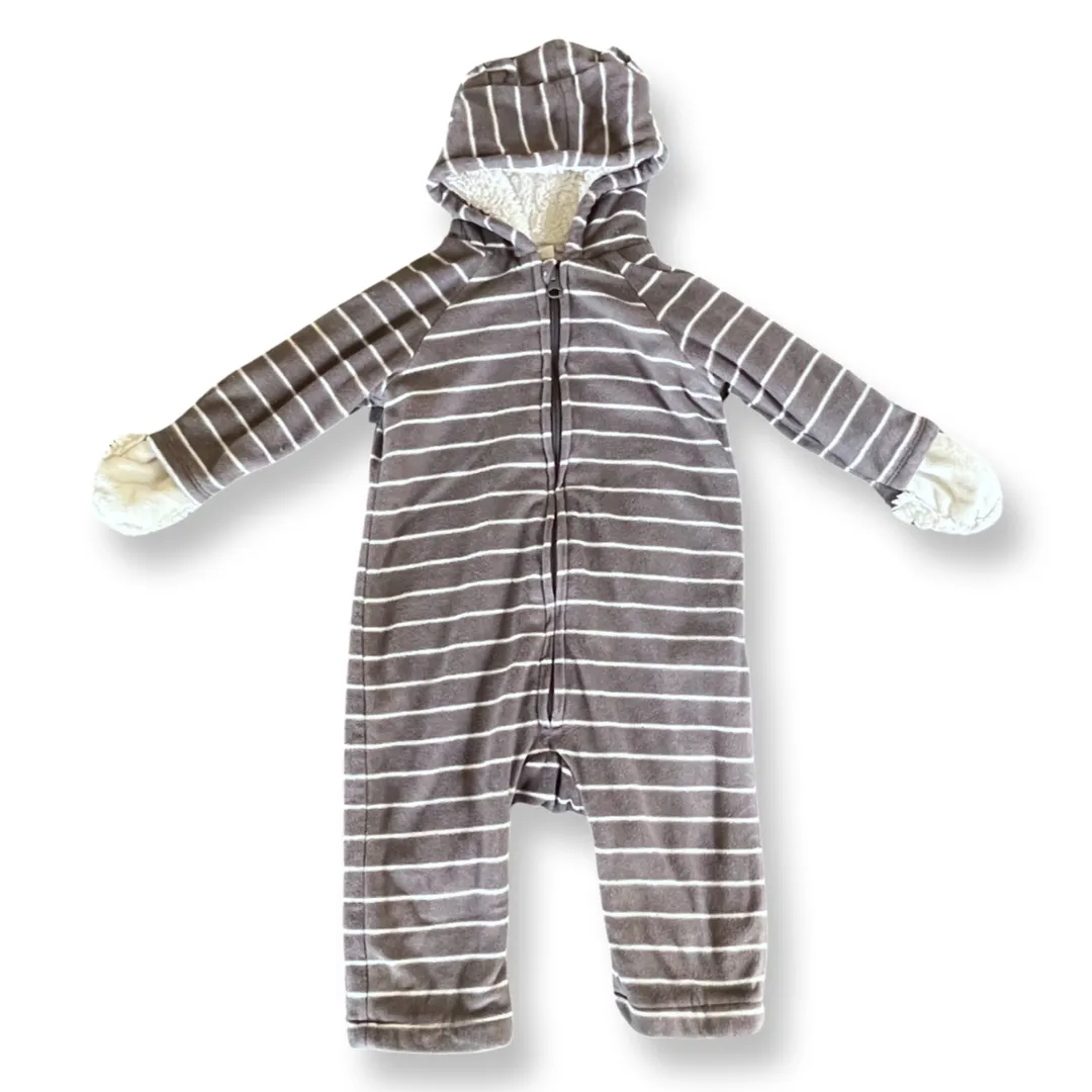 Old Navy Grey Striped Fleece Bunting - 12-18 mo.