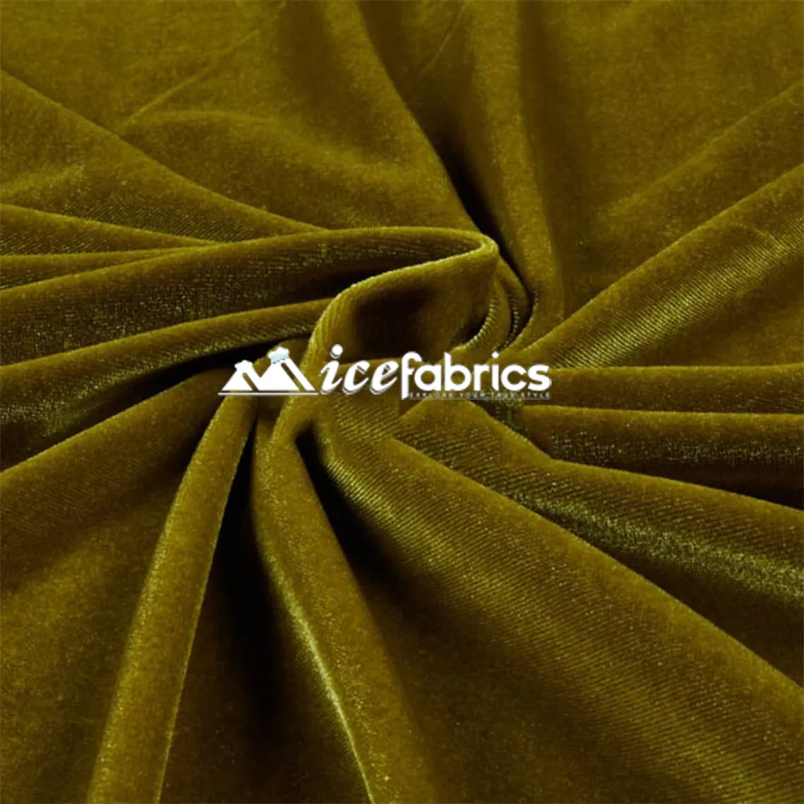 Olive Poly Spandex 4 Way Stretch Velvet Fabric/ super Soft
