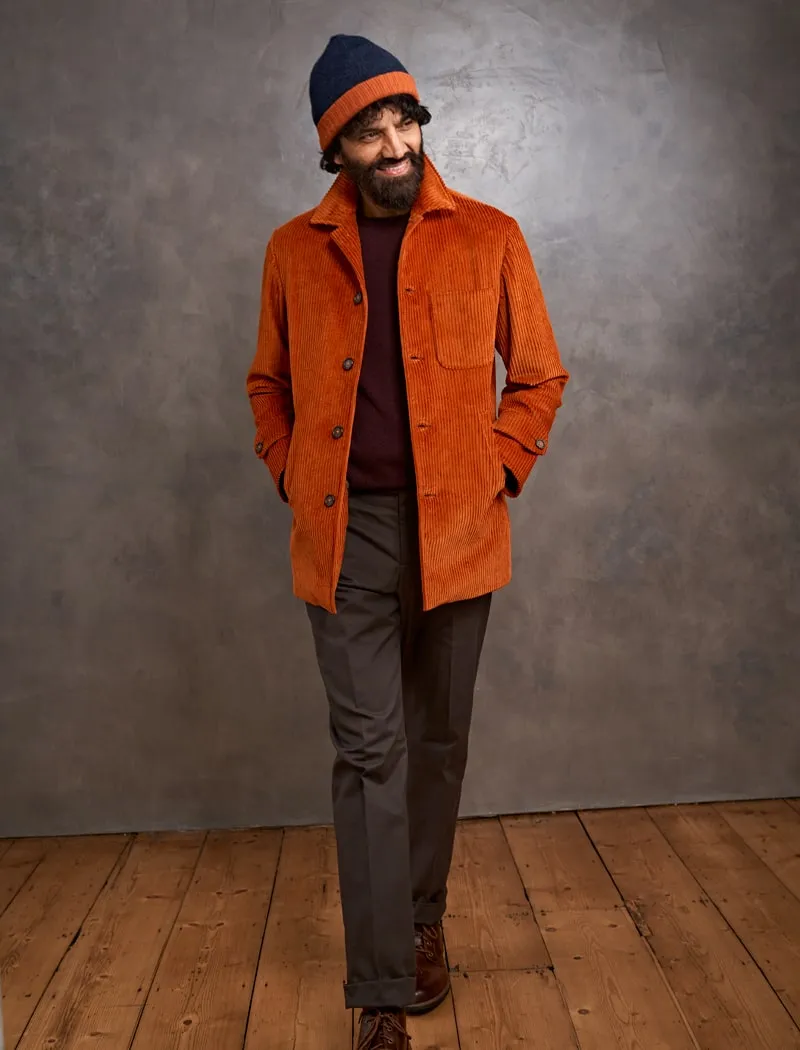 Orange 4 Wale Corduroy Overcoat