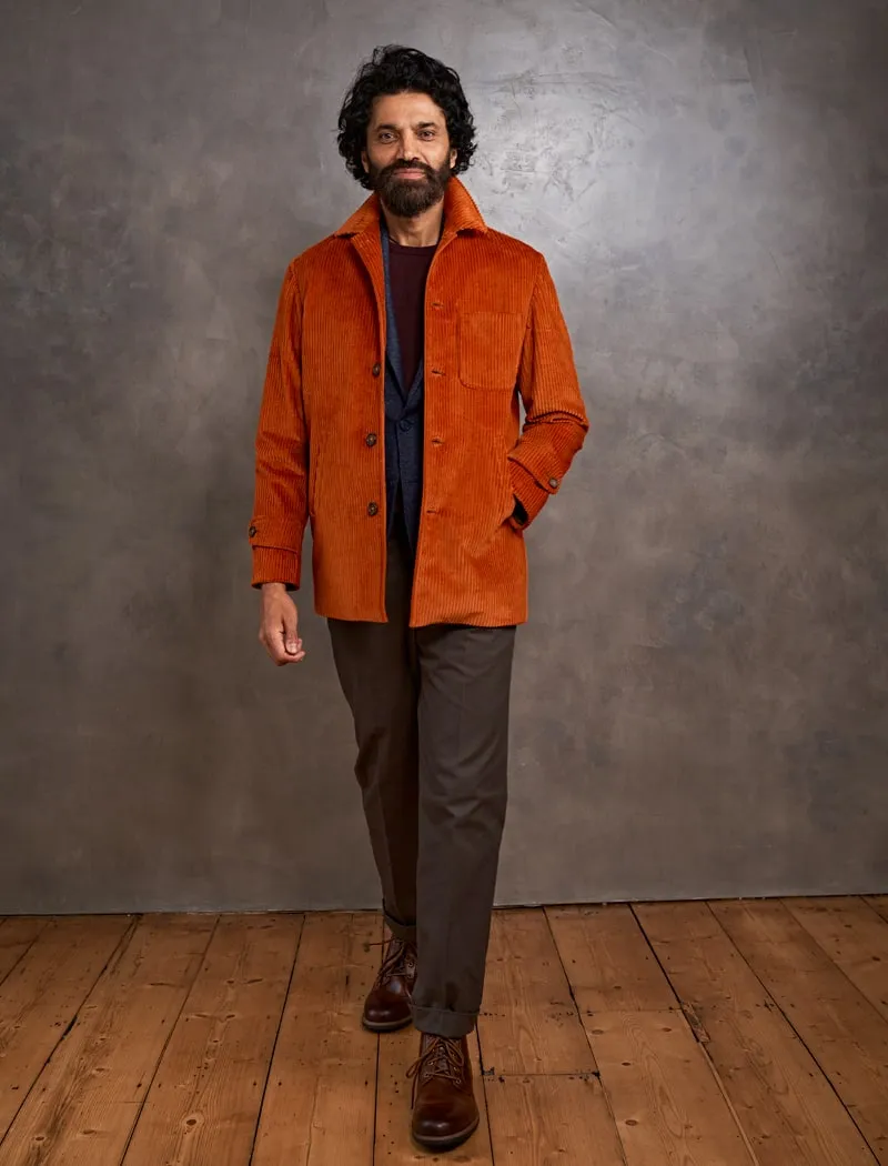 Orange 4 Wale Corduroy Overcoat