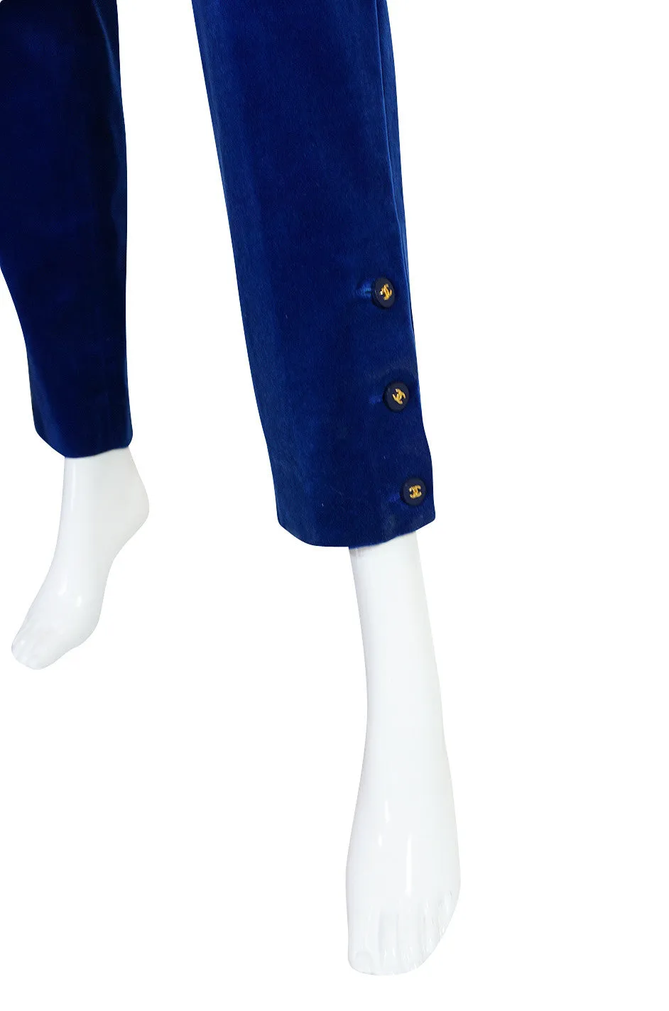 Rare 1980s Blue Velvet Chanel Cigarette Pants
