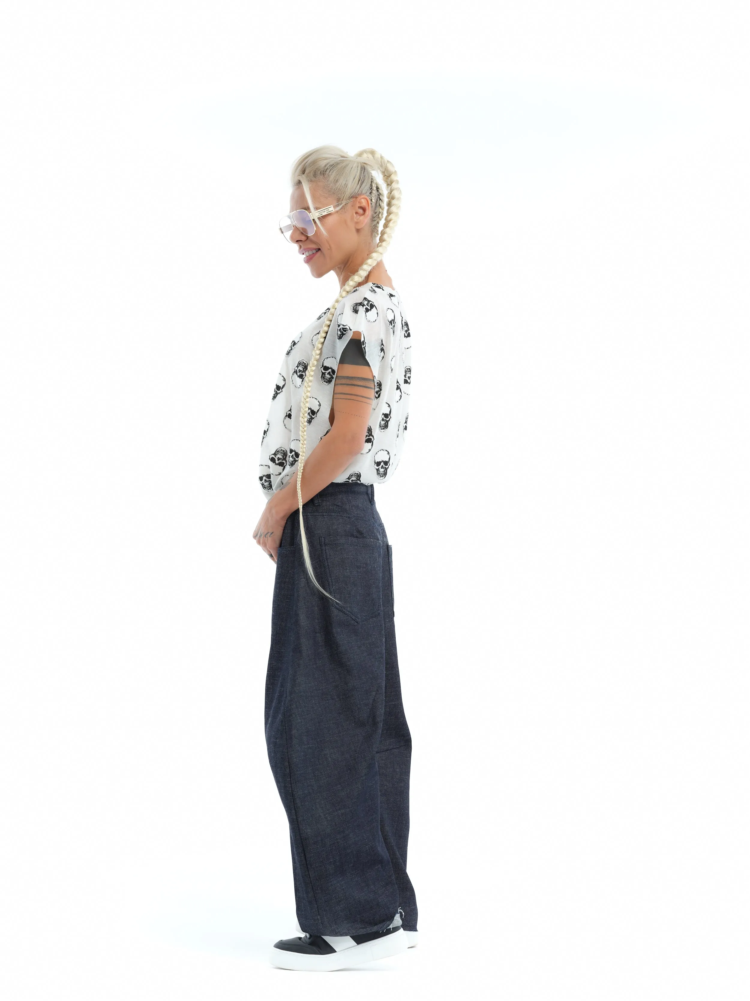 Relaxed Wide-Leg Indigo Jeans