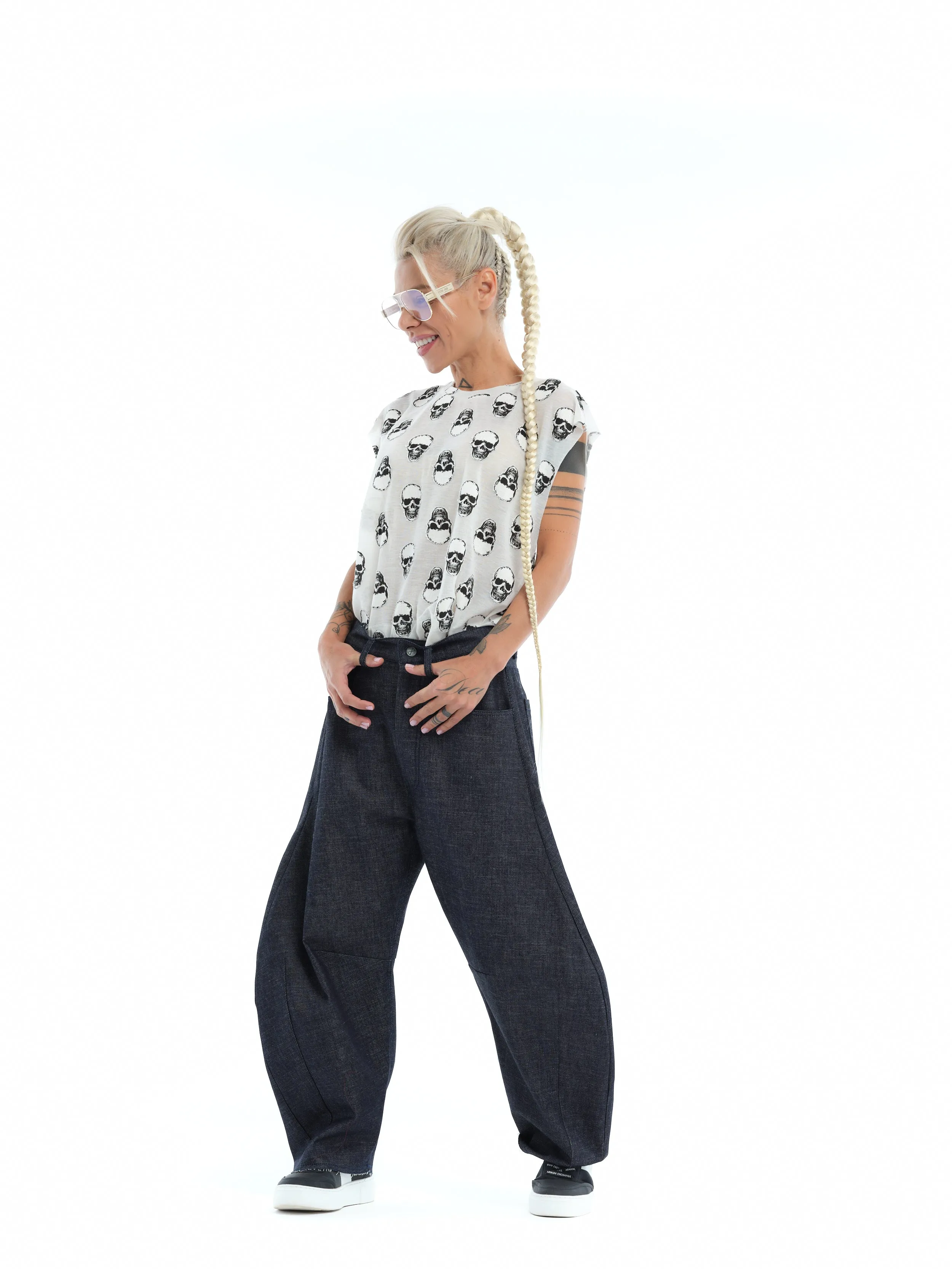 Relaxed Wide-Leg Indigo Jeans