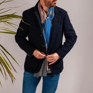 Russell Grey and Blue Wool and Silk Scarf