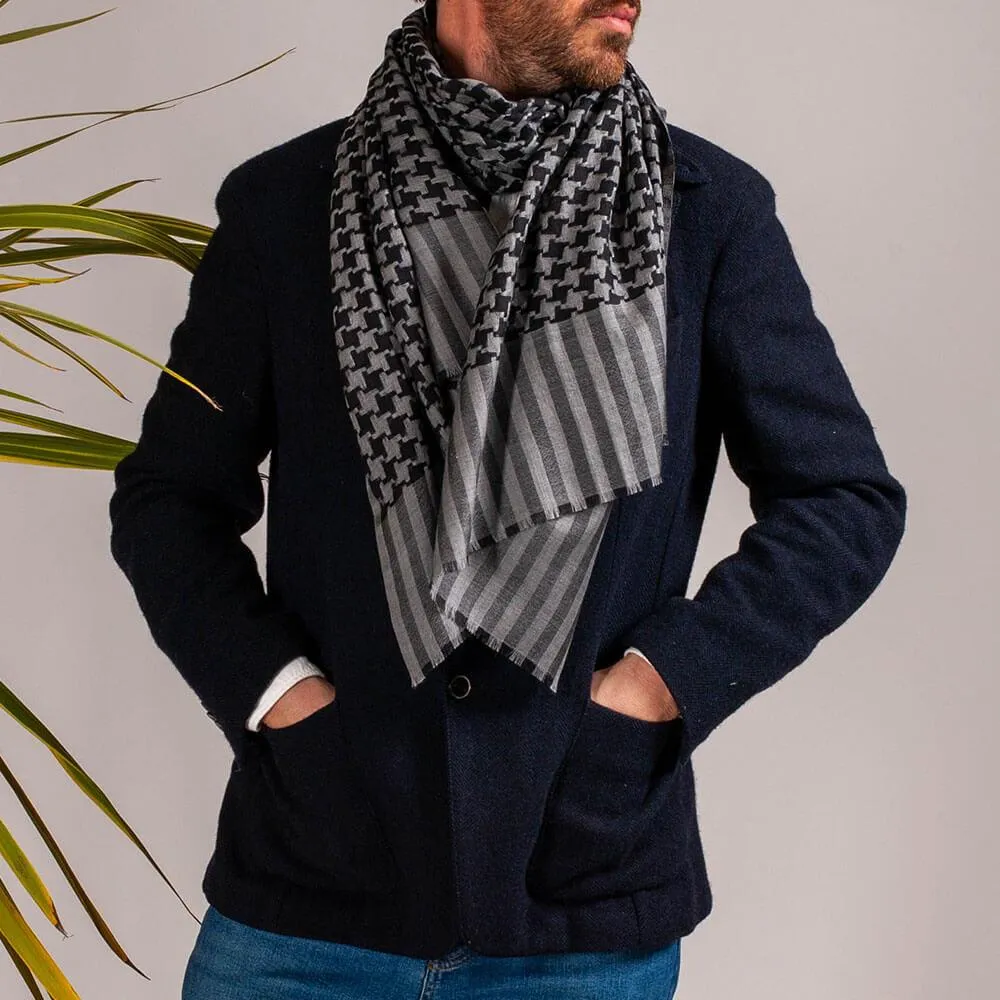 Shaftesbury Houndstooth Wool and Silk Scarf