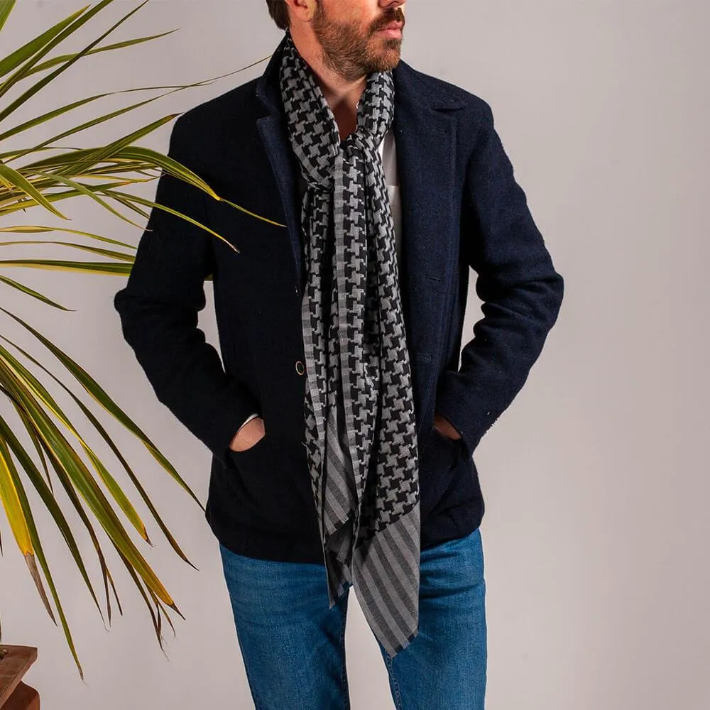 Shaftesbury Houndstooth Wool and Silk Scarf