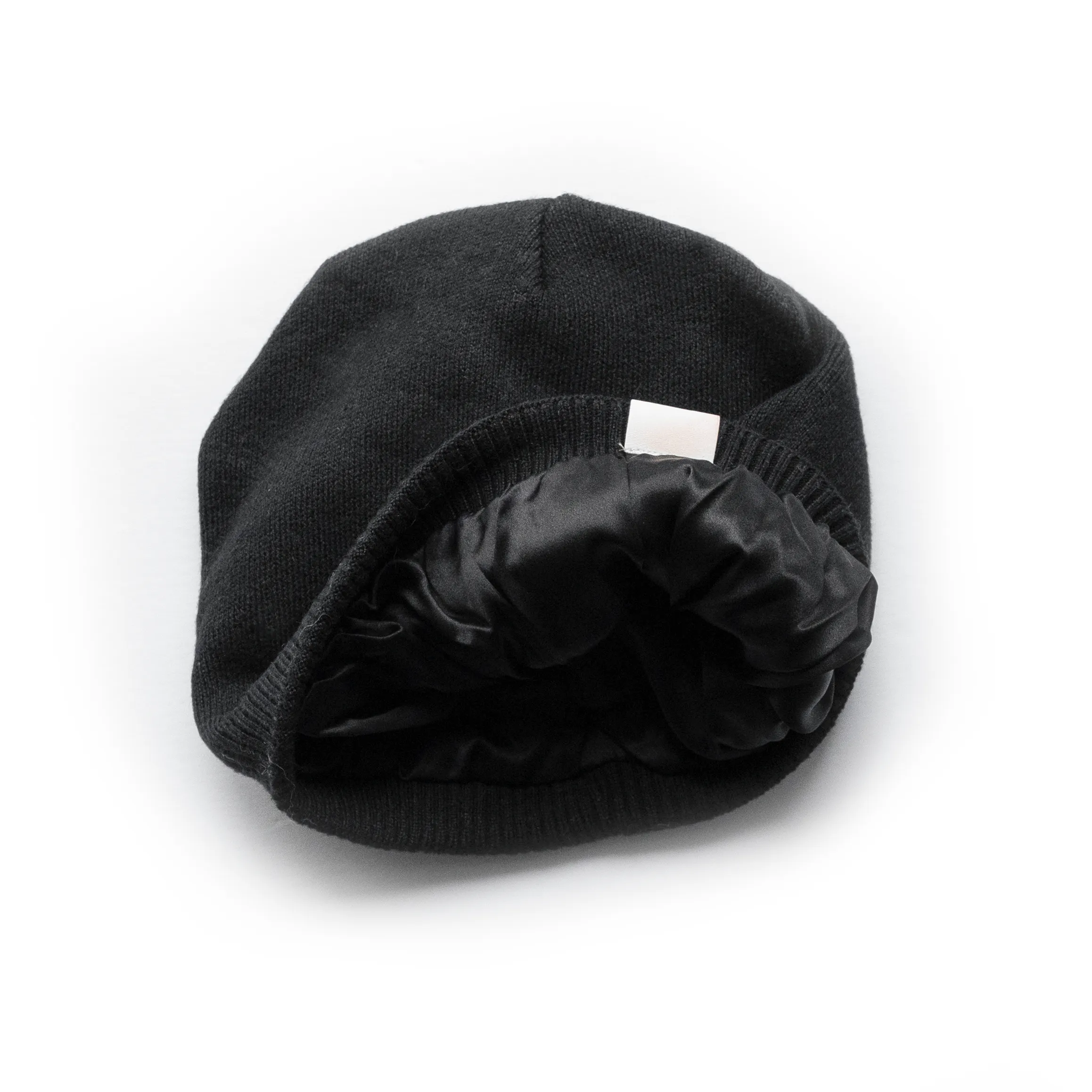Slouchy Double Layered French Silk Lined Beanie Wool