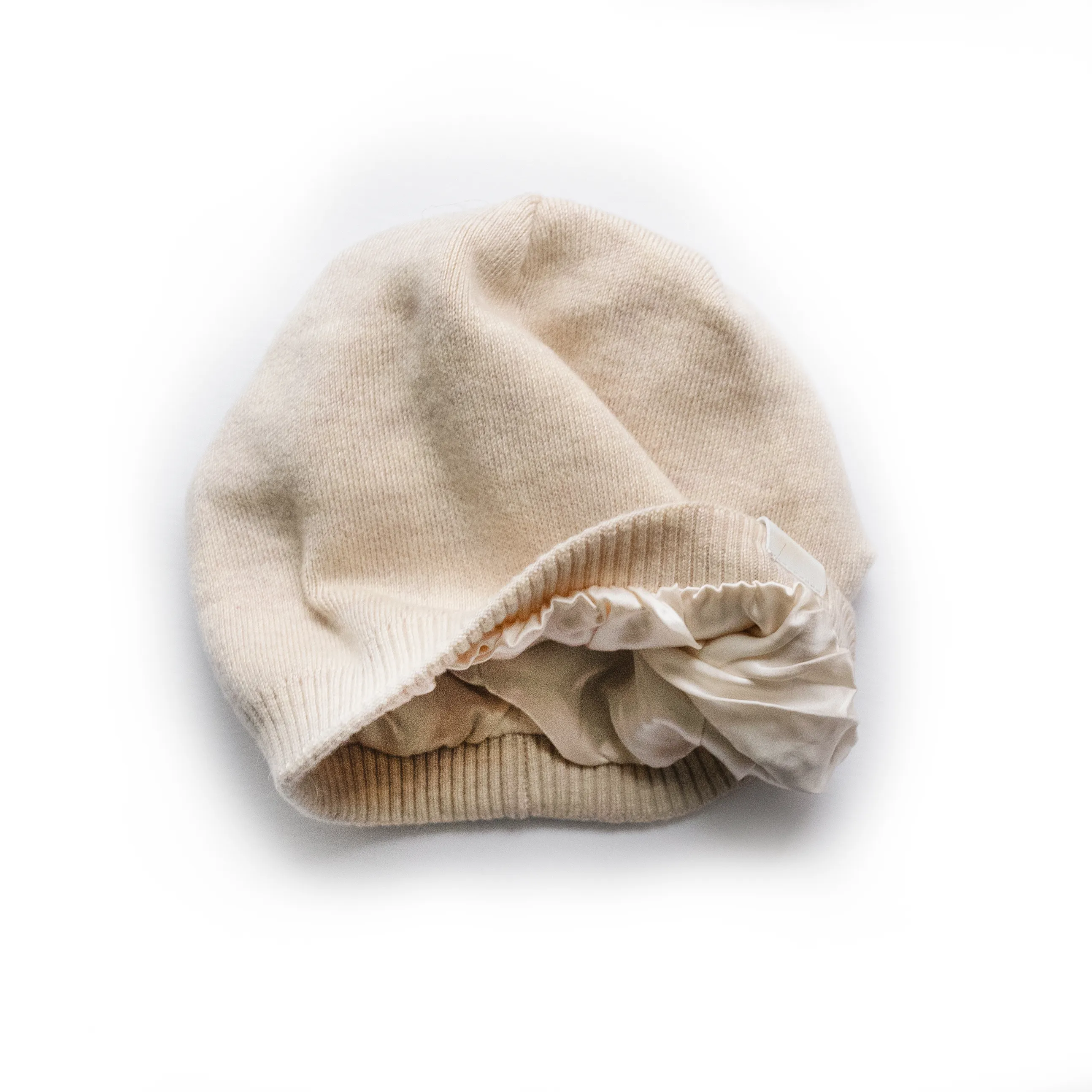 Slouchy Double Layered French Silk Lined Beanie Wool