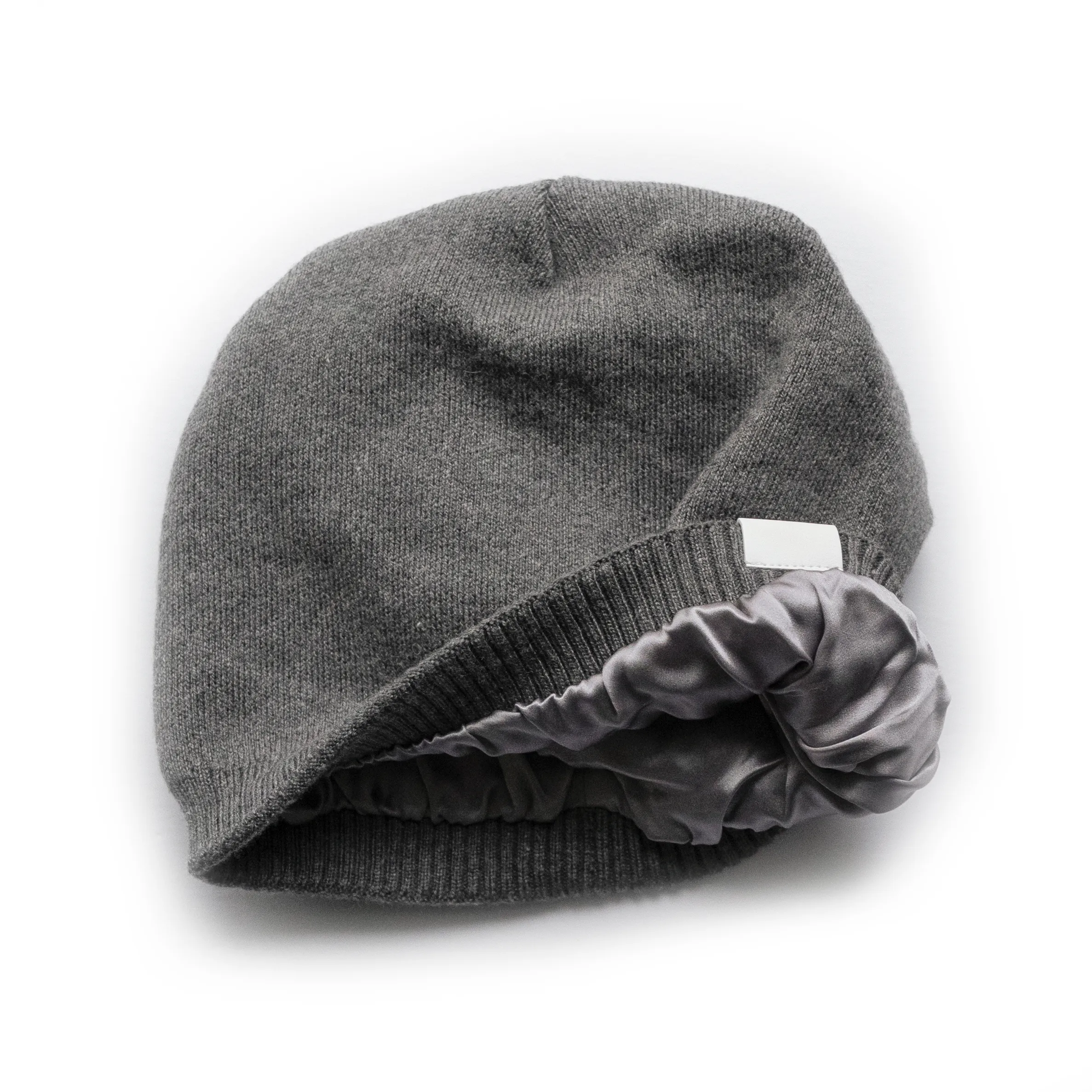 Slouchy Double Layered French Silk Lined Beanie Wool