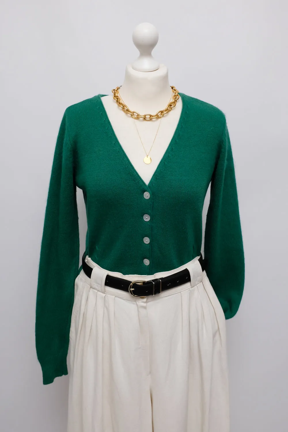 SOFTY WOOL GREEN CARDIGAN SWEATER