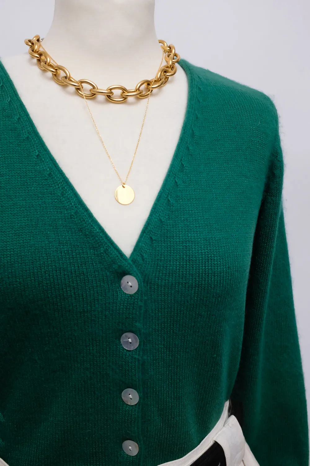 SOFTY WOOL GREEN CARDIGAN SWEATER